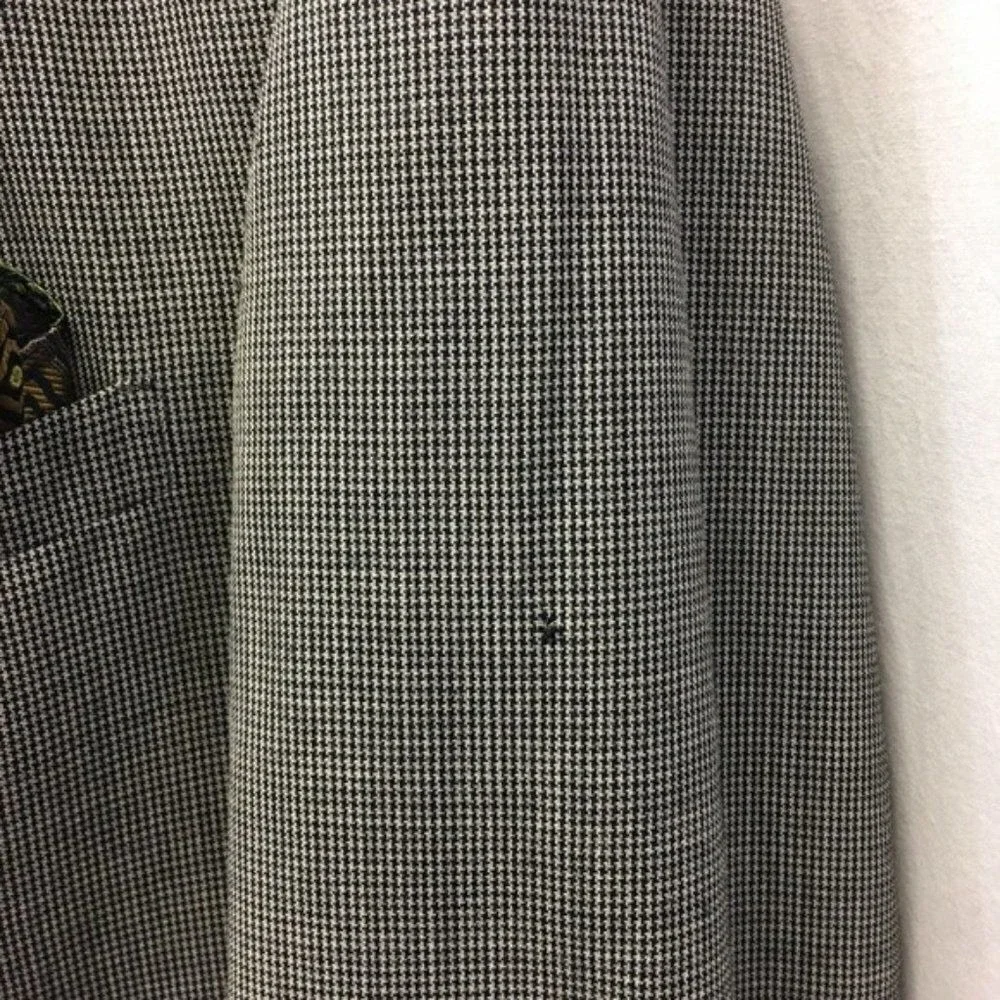 Gant Sport Coat Mens Gray Black Micro Houndstooth Pure Wool Blazer Two Button